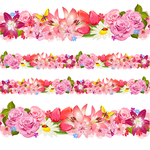 Beautiful flower borders vector material