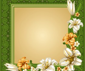 Beautiful flower with retro frame vector material 04
