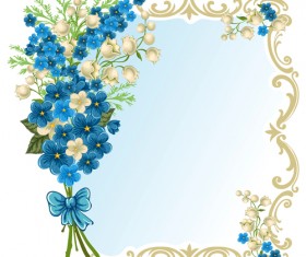 Beautiful flower with retro frame vector material 06