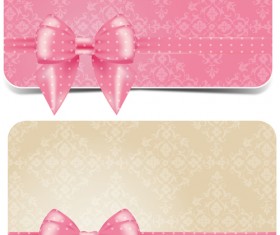 Beautiful pink bow business card vecto