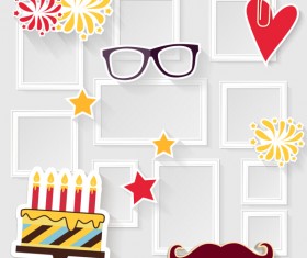 Birthday cake with photo frame vector