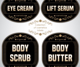Black cosmetics labels vectors 01