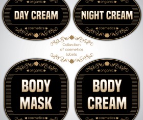 Black cosmetics labels vectors 02