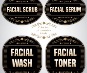 Black cosmetics labels vectors 03