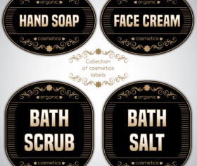 Black cosmetics labels vectors 04