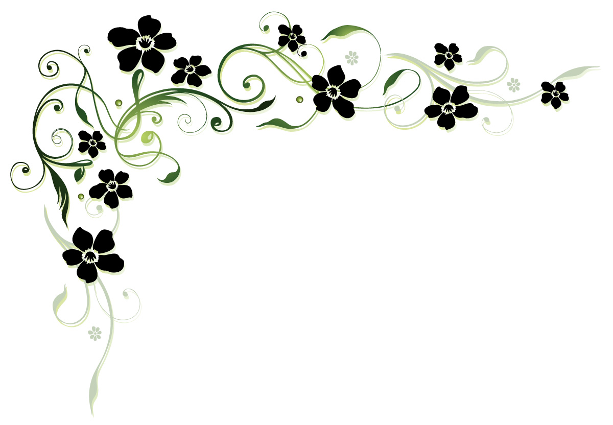 Black flower with floral decor vector