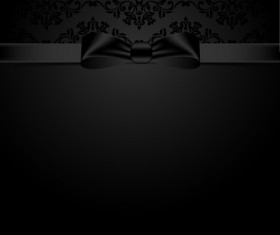 Black ornate background with black bow vector 01