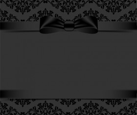 Black ornate background with black bow vector 03