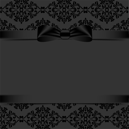 Black ornate background with black bow vector 03