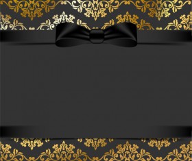 Black ornate background with black bow vector 04