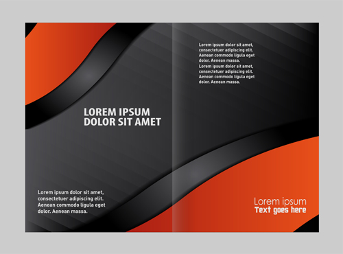 Black with red brochure cover template vector 01