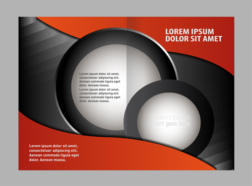 Black with red brochure cover template vector 02