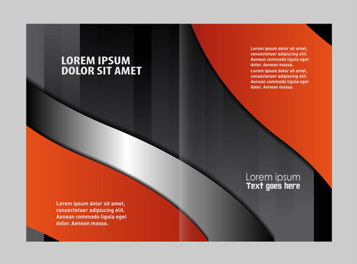 Black with red brochure cover template vector 07