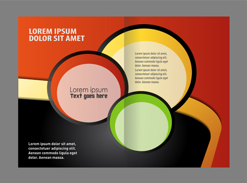 Black with red brochure cover template vector 08