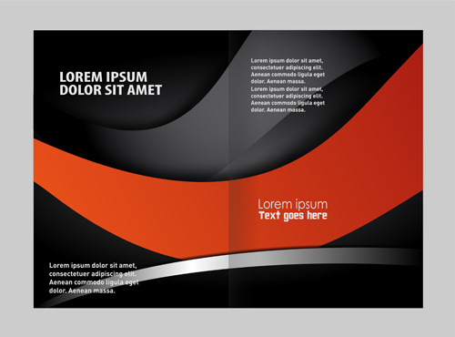 Black with red brochure cover template vector 11