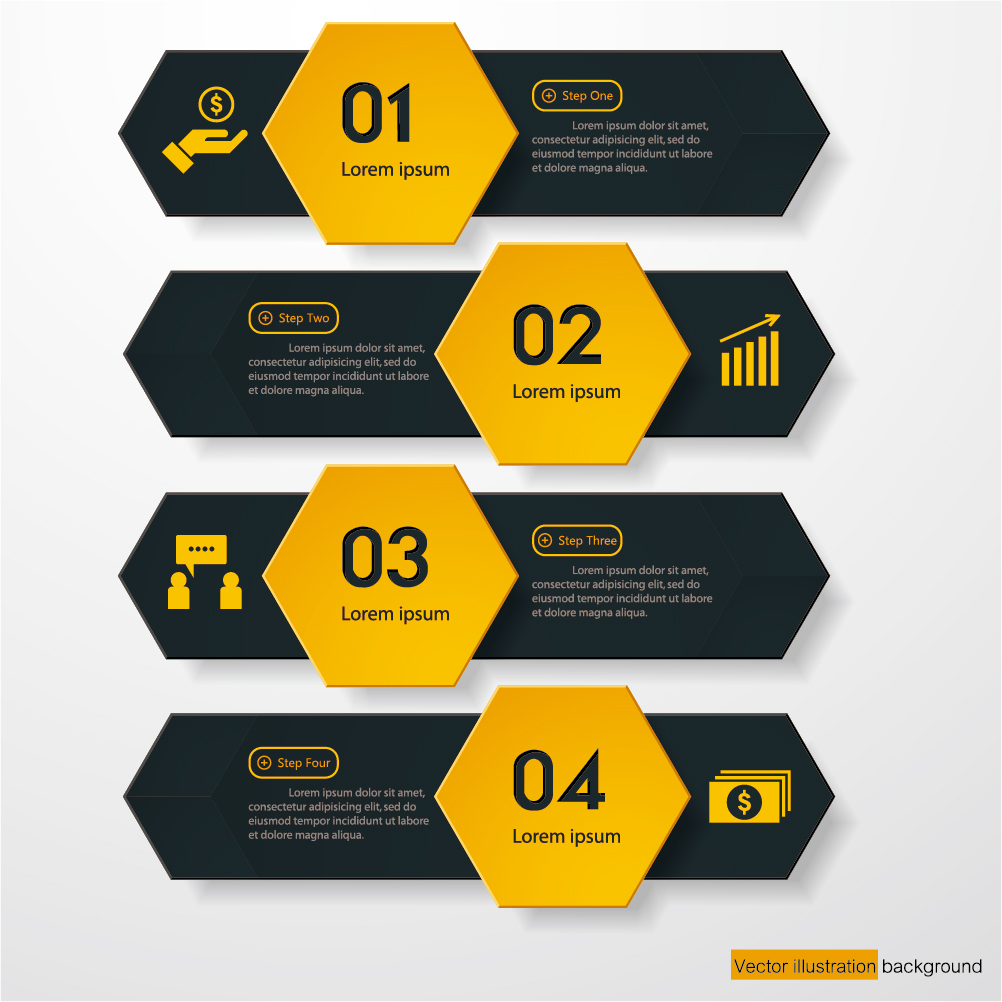 Black with yellow business background vector 03