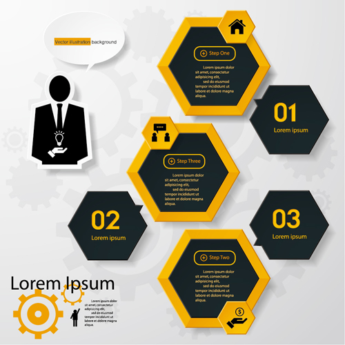 Black with yellow business background vector 04