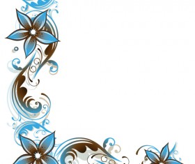 Blue floral decor vector illustration 01