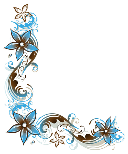 Blue floral decor vector illustration 01