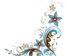 Blue floral decor vector illustration 02