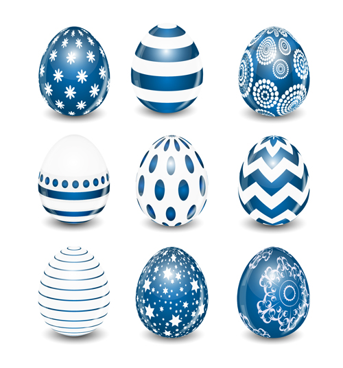 Blue styles easter egg vectors