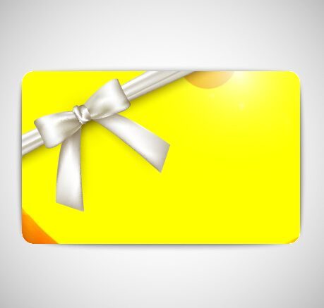 Bow with business cards shiny vector 01