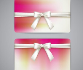 Bow with business cards shiny vector 03