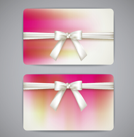 Bow with business cards shiny vector 03