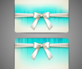 Bow with business cards shiny vector 04