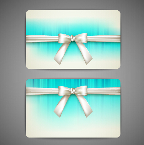 Bow with business cards shiny vector 04