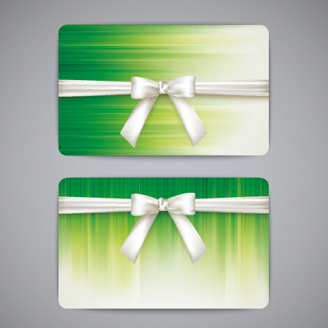 Bow with business cards shiny vector 05