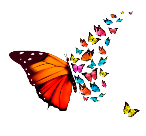 Butterflies art background vector graphics 01