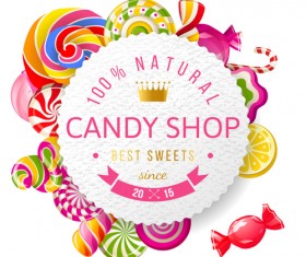 Candy shop background with crown vector 01