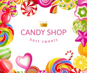 Candy shop background with crown vector 03