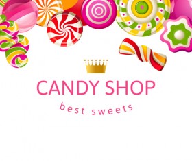 Candy shop background with crown vector 04