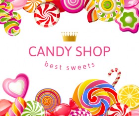 Candy shop background with crown vector 05