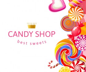 Candy shop background with crown vector 06