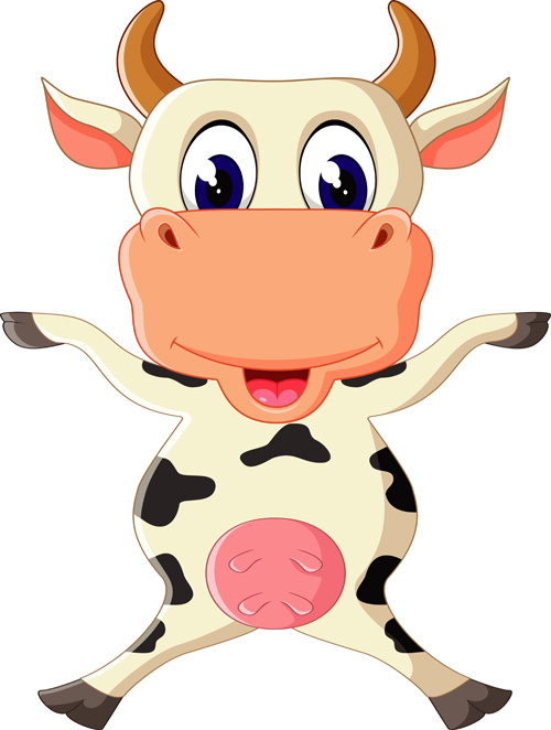Download Cartoon baby cow vector illustration 03 free download