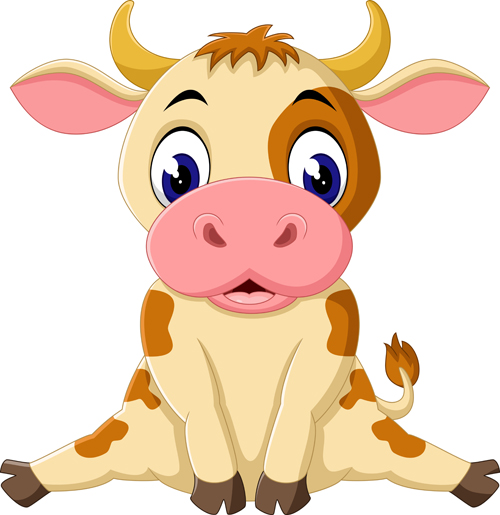 Cartoon baby cow vector illustration 07 free download