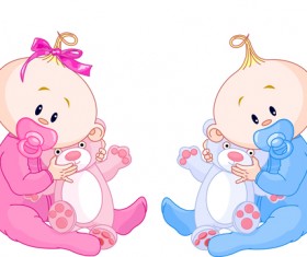 Cartoon cute baby vector illustration 02