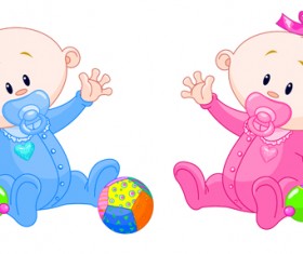 Cartoon cute baby vector illustration 06