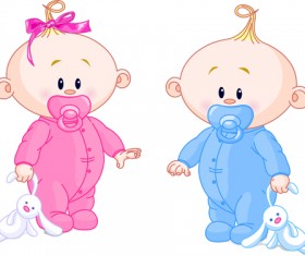 Cartoon cute baby vector illustration 07