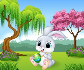 Cartoon easter rabbit cute vector material 01