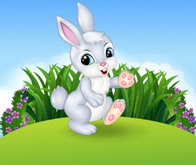Cartoon easter rabbit cute vector material 04
