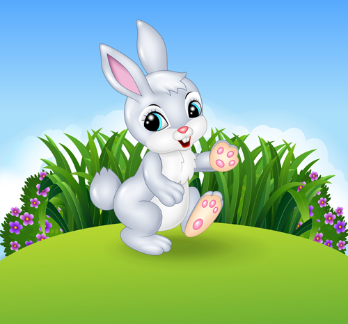 Cartoon easter rabbit cute vector material 04