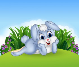 Cartoon easter rabbit cute vector material 05