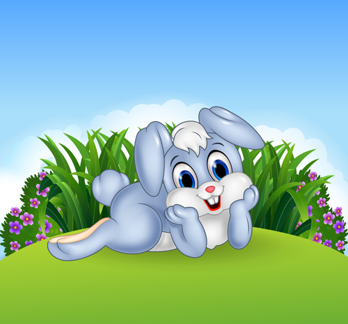 Cartoon easter rabbit cute vector material 05