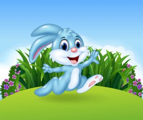 Cartoon easter rabbit cute vector material 06