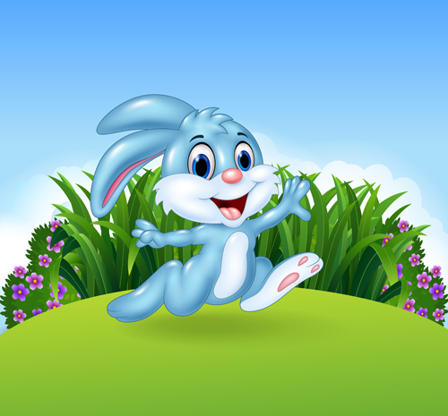 Cartoon easter rabbit cute vector material 06