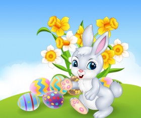 Cartoon easter rabbit cute vector material 09